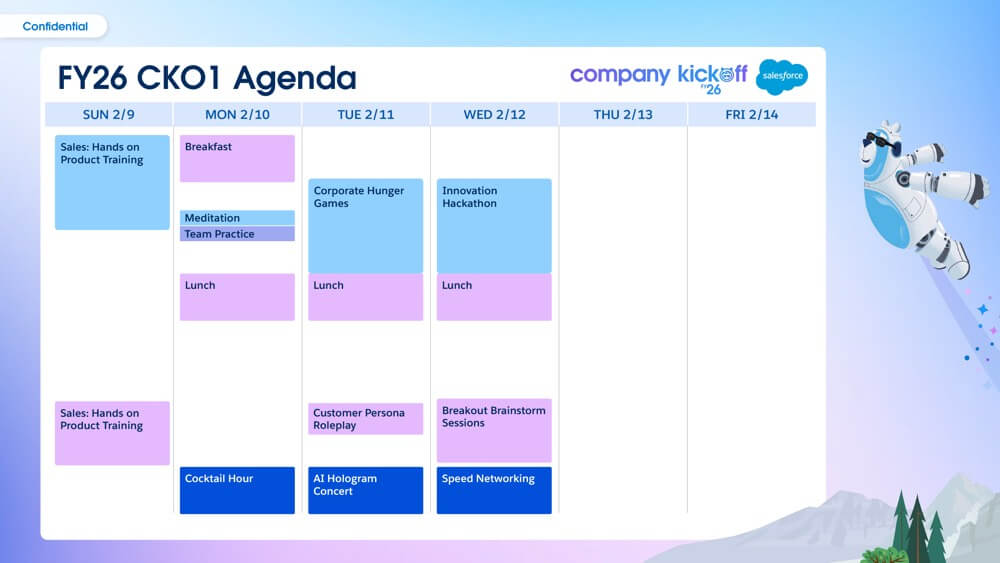 Salesforce CKO1 - Agenda Slide